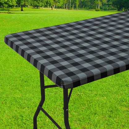 Smiry 6 Foot Picnic Table Cloth, Flannel Backed Fitted Vinyl tablecloths