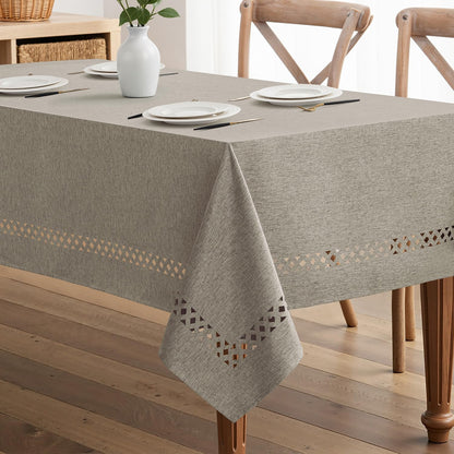 MIULEE Pink Rectangle Tablecloth with Decorative Cutouts 52x70 Inch