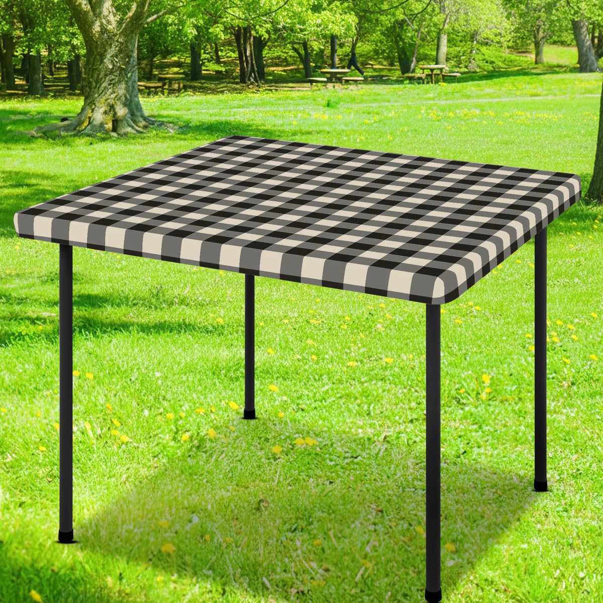 Smiry 6 Foot Picnic Table Cloth, Flannel Backed Fitted Vinyl tablecloths