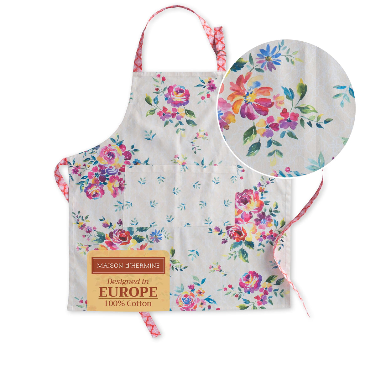 Maison d' Hermine Aprons for women with Pocket 100% Cotton (27.50"x31.50")