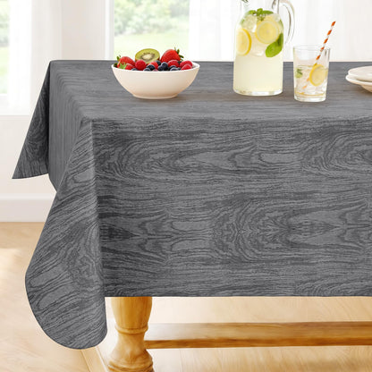 Smiry Rectangle Table Cloth, Waterproof Vinyl Tablecloths with Flannel Backing, Wipeable Spillproof Plastic Table Cover for Dining, Indoor and Outdoor (Champagne, 60 "x 84")
