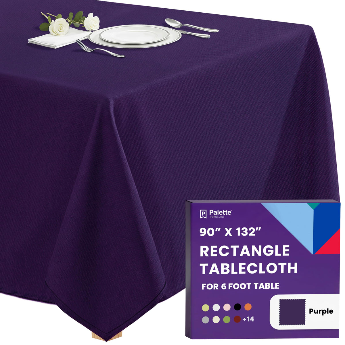 Gee Di Moda Rectangle Tablecloth - 70 x 120 Inch Navy Blue Table Cloth for 6 or 8 Foot Rectangle Tables - Heavy Duty Washable Fabric - for Holiday Party, Dinner, Weddings, Baby Shower & Events