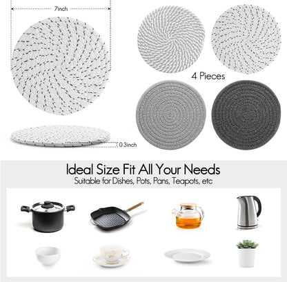 7" Trivets for Hot Dishes, Hot pots and Pans, 4 Pcs Pot Holders for Kitchen，Heat Resistant Hot Holders are Used to Protect Your Furniture and Tables, Professional Home Essentials