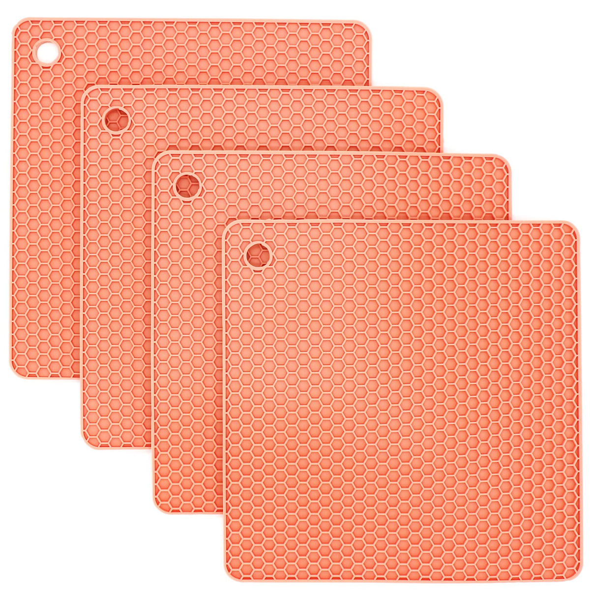 Silicone Trivets for Hot Dishes, Pots and Pans, Hot Pads for Kitchen, Dark Grey Silicone Pot Holders Mats for Kitchen Quartz Counter Heat Resistant Mat, Flexible Trivet Mat Set 4