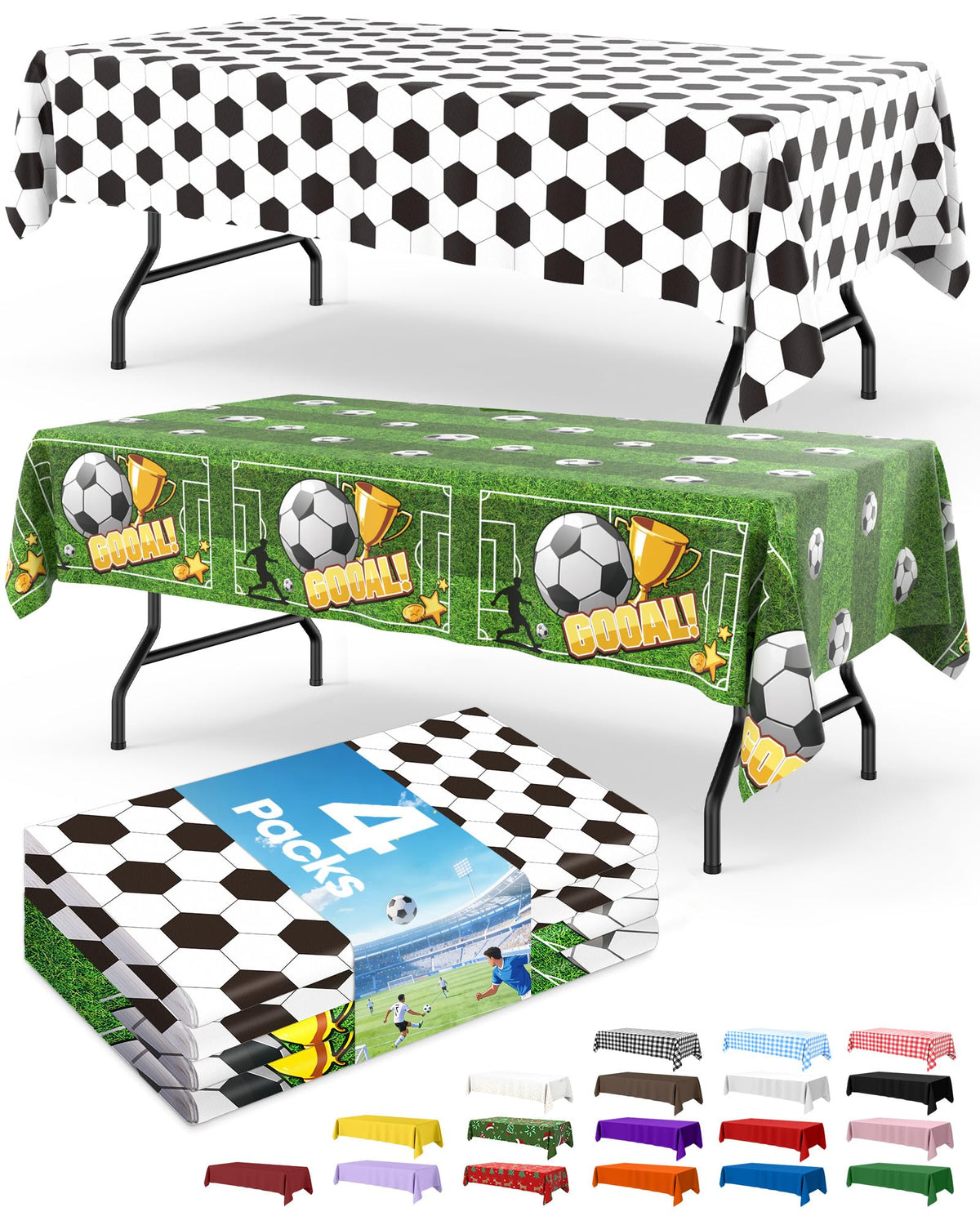 Niuara Black Plastic Table Cloth Disposable, 4 Pack, 54 x 108 in