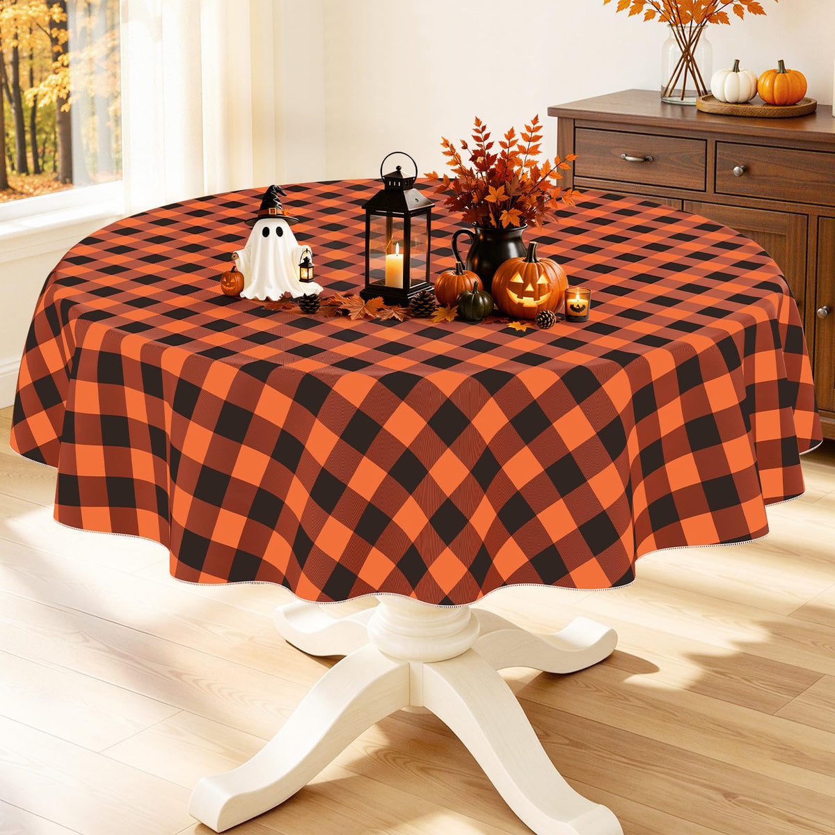 Smiry Picnic Table Cloth, Vinyl Tablecloths with Flannel Backing, 60"x84"