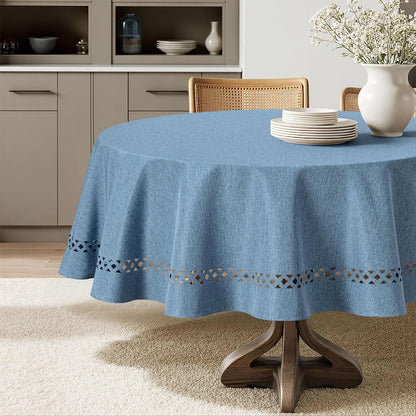 MIULEE Beige Rectangle Tablecloth with Decorative Cutouts 60x84 Inch