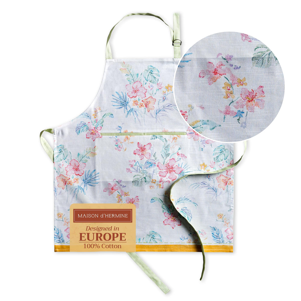 Maison d' Hermine Aprons for women with Pocket 100% Cotton (27.50"x31.50")