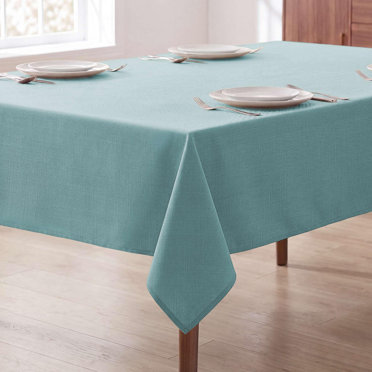 H.VERSAILTEX Linen Table Cloths Rectangle 60 x 84 Inch Premium Tablecloth Spill-Proof Waterproof Table Cover for Dining Buffet Feature Extra Soft and Thick Fabric Wrinkle Free, Natural
