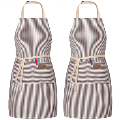 BeLuyi 2 Pack Adjustable Bib Apron with 2 Pockets Chef Cooking Kitchen Restaurant Aprons for Women Men