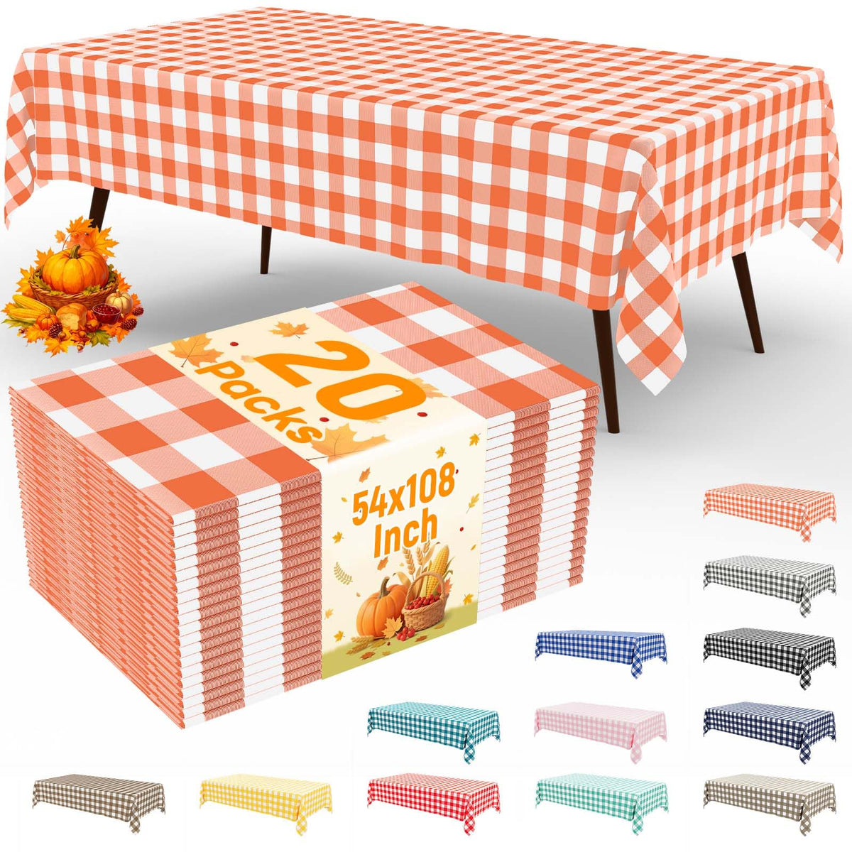 misaya 4 Packs Buffalo Disposable Table Cloth, 54 x 108 Inch Waterproof Plastic Tablecloth, Rectangle Red and White Checkered Table Covers for Picnic, Birthday, Party, Back to School
