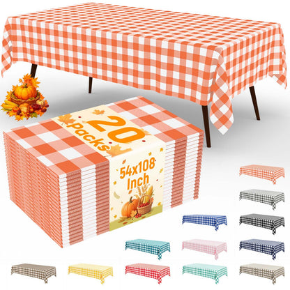 misaya 4 Packs Buffalo Disposable Table Cloth, 54 x 108 Inch Waterproof Plastic Tablecloth, Rectangle Red and White Checkered Table Covers for Picnic, Birthday, Party, Back to School