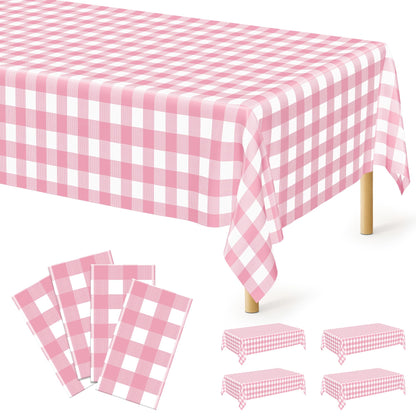 QZYL 4 Packs White Plastic Tablecloth, Large Sturdy Disposable Table Cloth