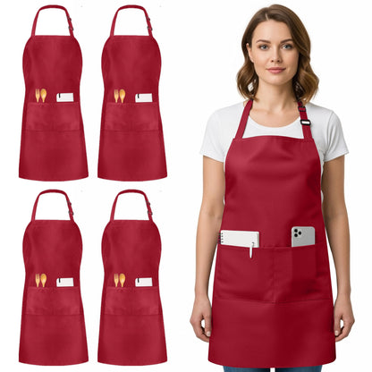 Utopia Kitchen Bib Aprons 4 Pack Adjustable With 2 Pockets
