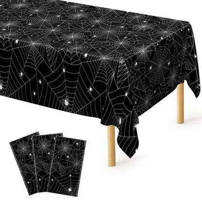 QZYL 4 Packs White Plastic Tablecloth, Large Sturdy Disposable Table Cloth