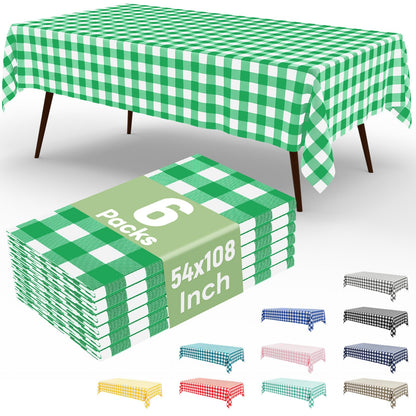 misaya 4 Packs Buffalo Disposable Table Cloth, 54 x 108 Inch Waterproof Plastic Tablecloth, Rectangle Red and White Checkered Table Covers for Picnic, Birthday, Party, Back to School