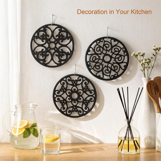 Kirecoo 3PCS Heat Resistant Silicone Trivet Mats for Hot Dishes