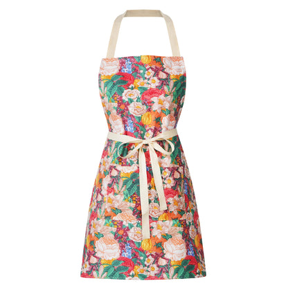 DILLMAN 2 Pack Floral Aprons with Pocket Blooming Womens Waterproof Adjustable Cooking Aprons Kitchen Gardening Salon