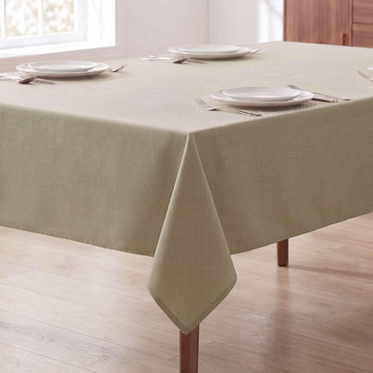 H.VERSAILTEX Linen Table Cloths Rectangle 60 x 84 Inch Premium Tablecloth Spill-Proof Waterproof Table Cover for Dining Buffet Feature Extra Soft and Thick Fabric Wrinkle Free, Natural