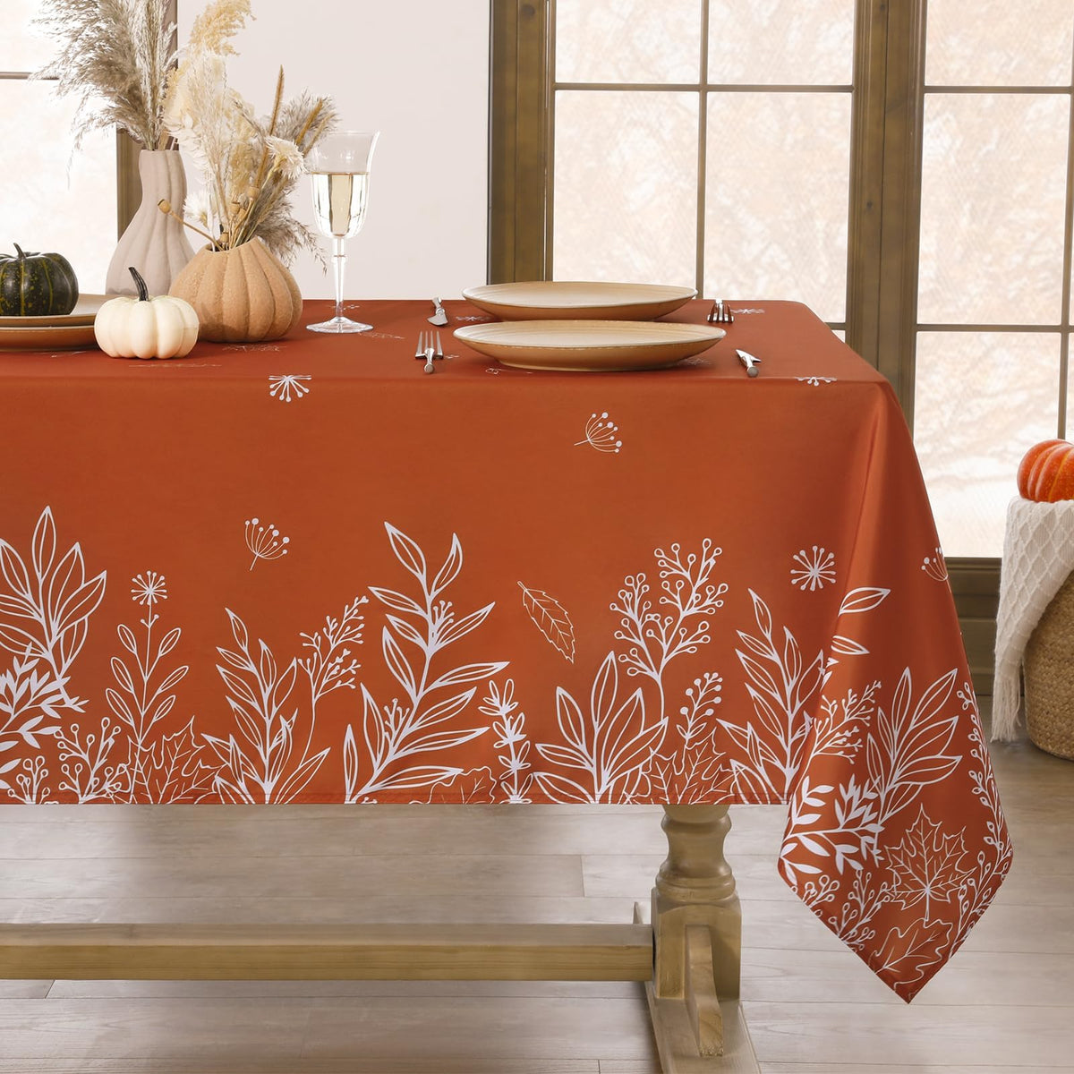 Softalker Fall Tablecloth Rectangle 60 x 84 Inch, Thanksgiving Home Decor