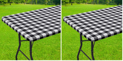 Smiry 6 Foot Picnic Table Cloth, Flannel Backed Fitted Vinyl tablecloths