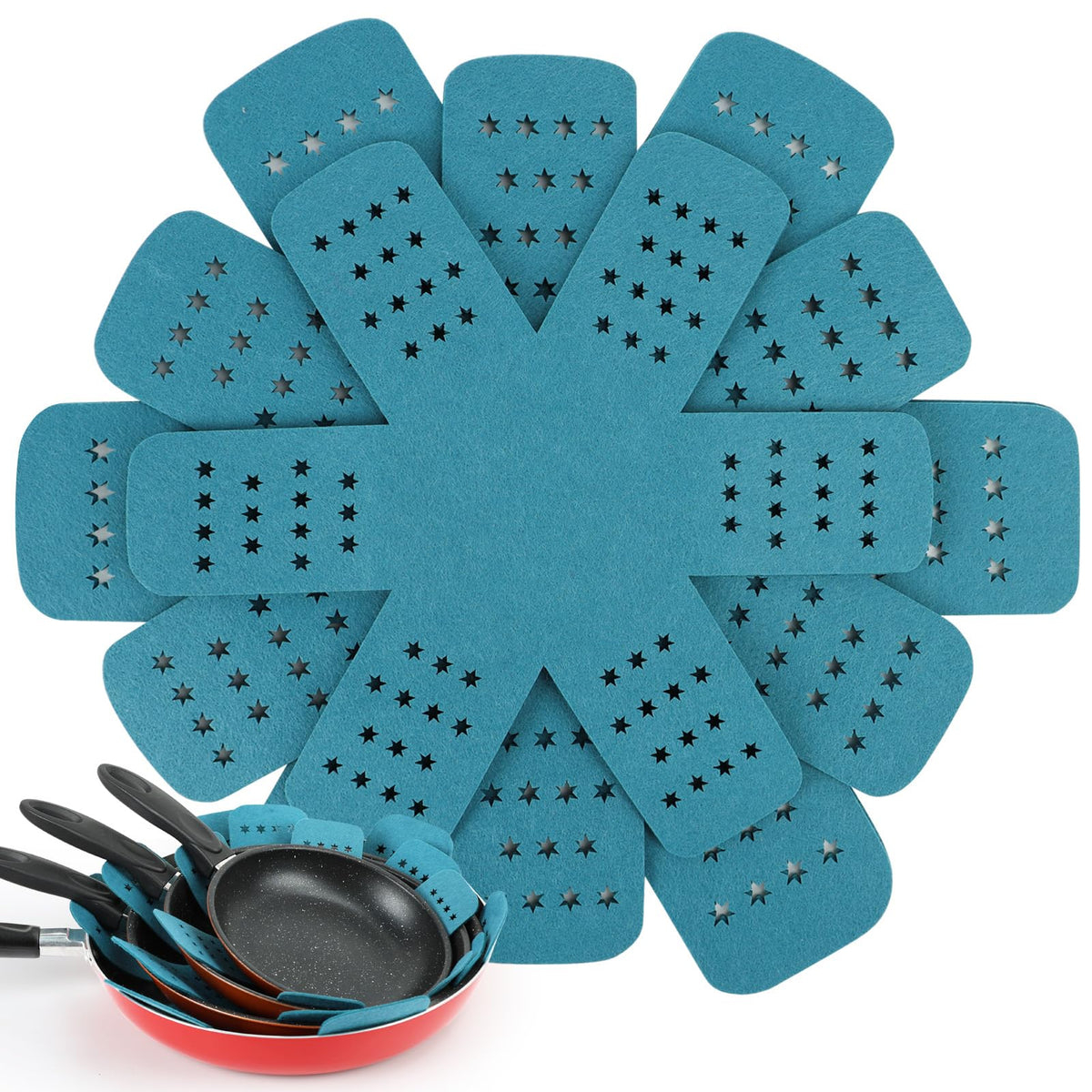 BYKITCHEN Felt Pot and Pan Protectors for Stacking, 3 Sizes, Separator Pads