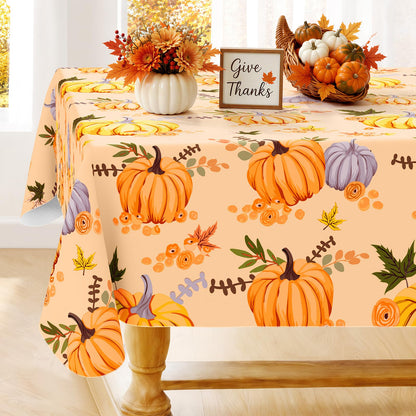 Smiry Rectangle Table Cloth, Waterproof Vinyl Tablecloths with Flannel Backing, Wipeable Spillproof Plastic Table Cover for Dining, Indoor and Outdoor (Champagne, 60 "x 84")