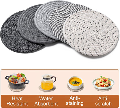 7 Inch Trivets for Hot Dishes, Pot Holders for Kitchen, Hot Pads, Coasters