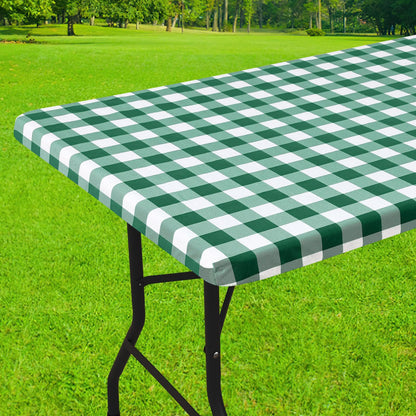 Smiry 6 Foot Picnic Table Cloth, Flannel Backed Fitted Vinyl tablecloths