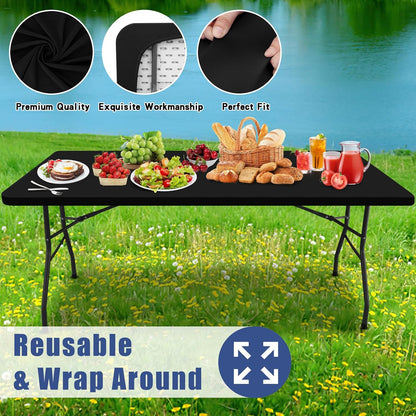 Moosfor Rectangle Spandex Fitted Table Cloth, 6FT Elastic Tablecloth