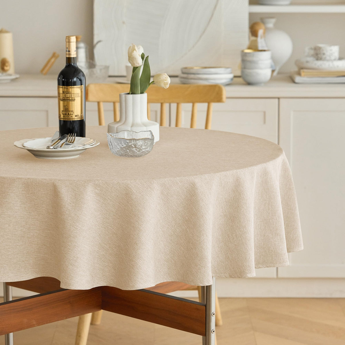 Decorelia Linen Textured Fall Tablecloth Rectangular Burnt Orange, 52"x70"