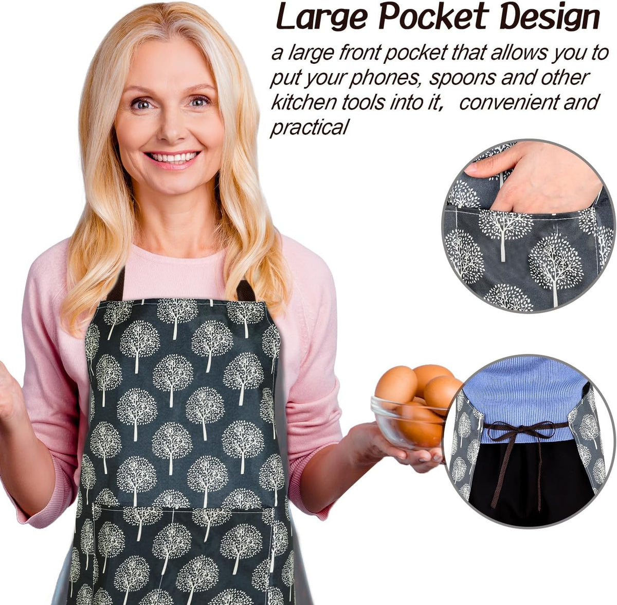 SATINIOR 3 Pcs Waterproof Kitchen Apron with 2 Pockets