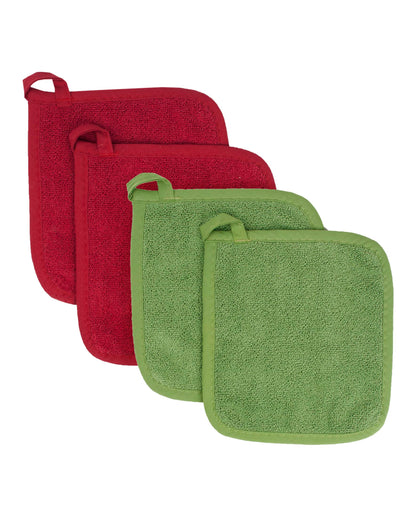 RITZ Terry Potholder & Hot Pad: Unparalleled Heat Resistant, Durable 100% Cotton – Ergonomically Designed for Optimal Grip – Easy-Care Machine Washable – 4-Pack, Federal Blue