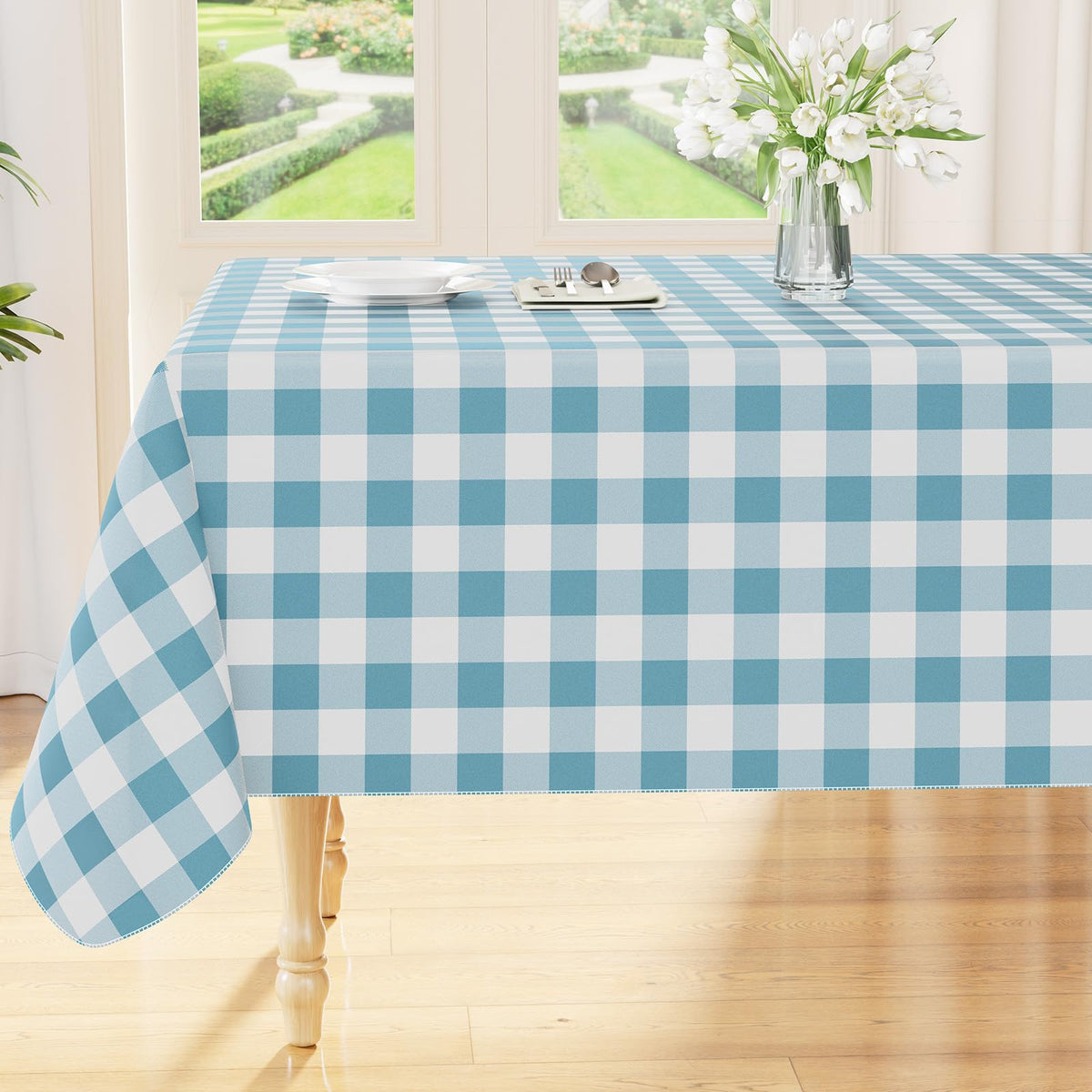 Smiry Picnic Table Cloth, Vinyl Tablecloths with Flannel Backing, 60"x84"