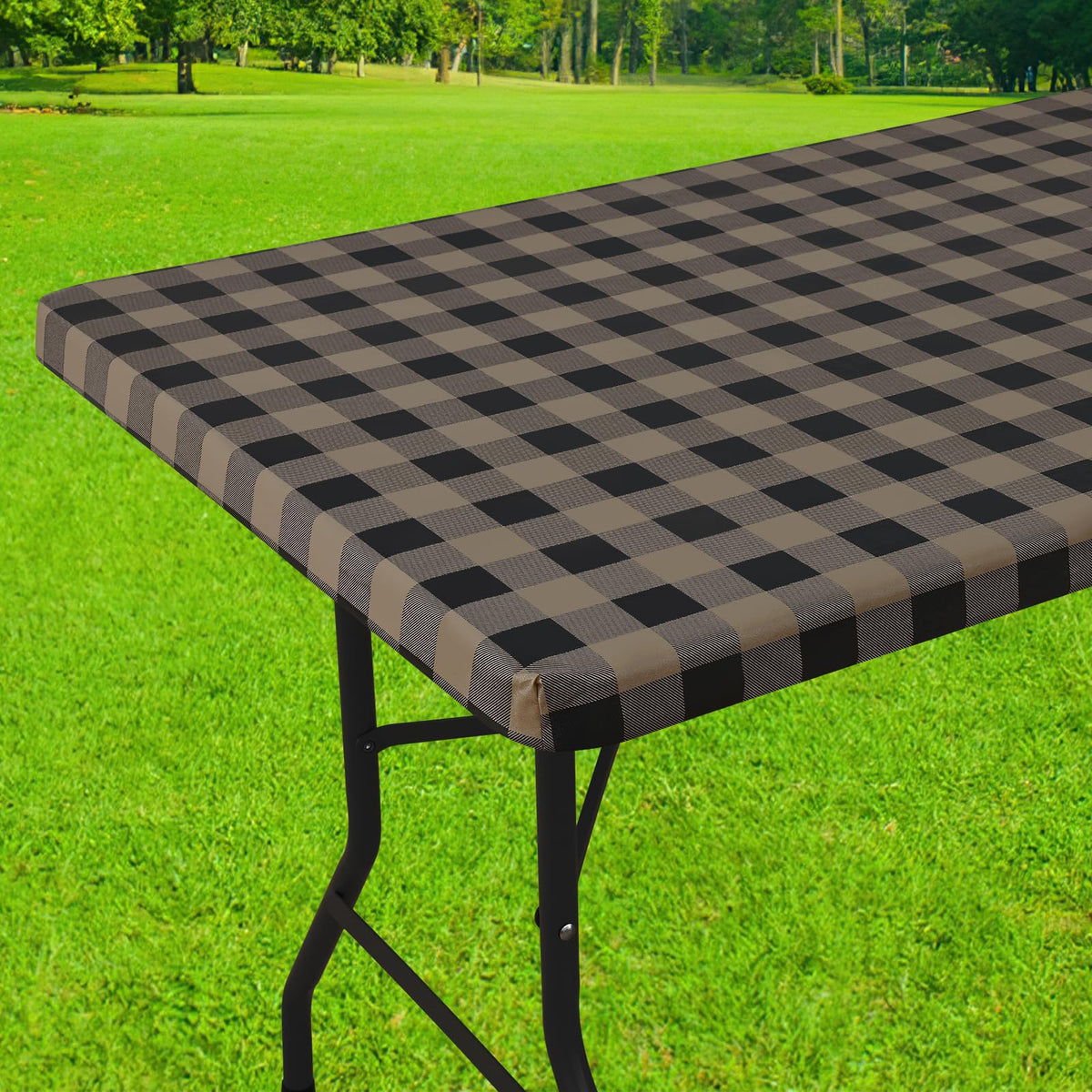Smiry 6 Foot Picnic Table Cloth, Flannel Backed Fitted Vinyl tablecloths