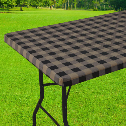 Smiry 6 Foot Picnic Table Cloth, Flannel Backed Fitted Vinyl tablecloths