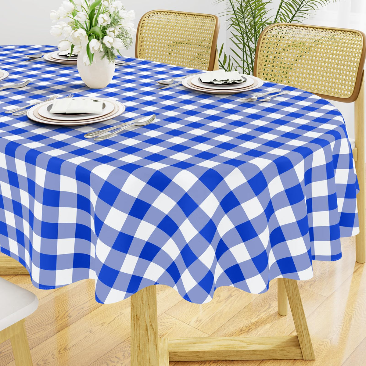 Smiry Picnic Table Cloth, Vinyl Tablecloths with Flannel Backing, 60"x84"