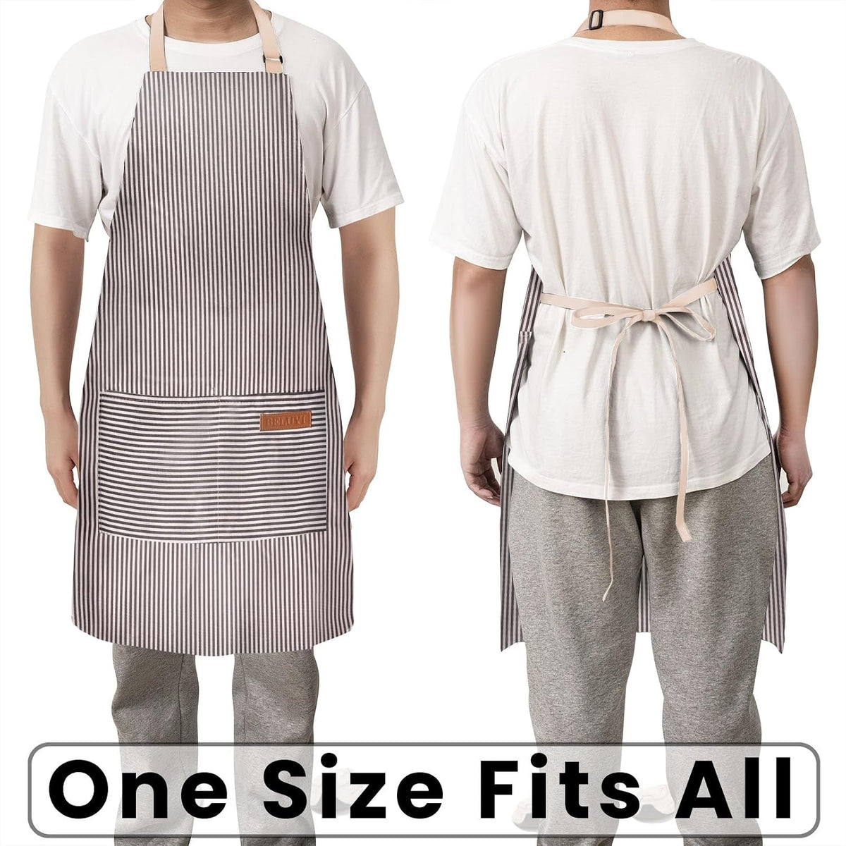 BeLuyi Adjustable Bib Apron with 2 Pockets Chef Cooking Kitchen Restaurant Aprons for Women Men