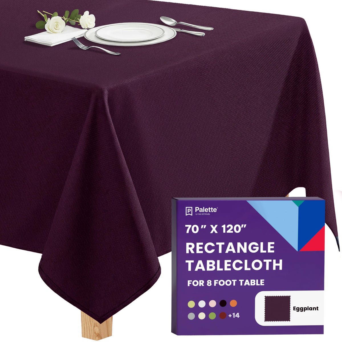 Gee Di Moda Rectangle Tablecloth - 70 x 120 Inch Navy Blue Table Cloth for 6 or 8 Foot Rectangle Tables - Heavy Duty Washable Fabric - for Holiday Party, Dinner, Weddings, Baby Shower & Events