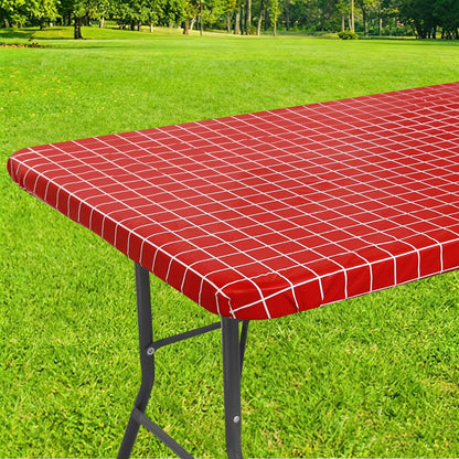 Smiry 6 Foot Picnic Table Cloth, Flannel Backed Fitted Vinyl tablecloths
