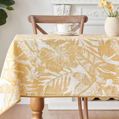 jinchan Black Farmhouse Floral Linen Rectangle Table Cloth 52 x 70 Inch