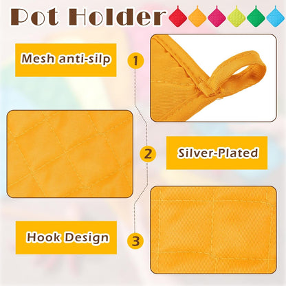 Bokon 12 Pcs Pot Holders Bulk for Kitchen, Multicolor Cotton Hot Pads