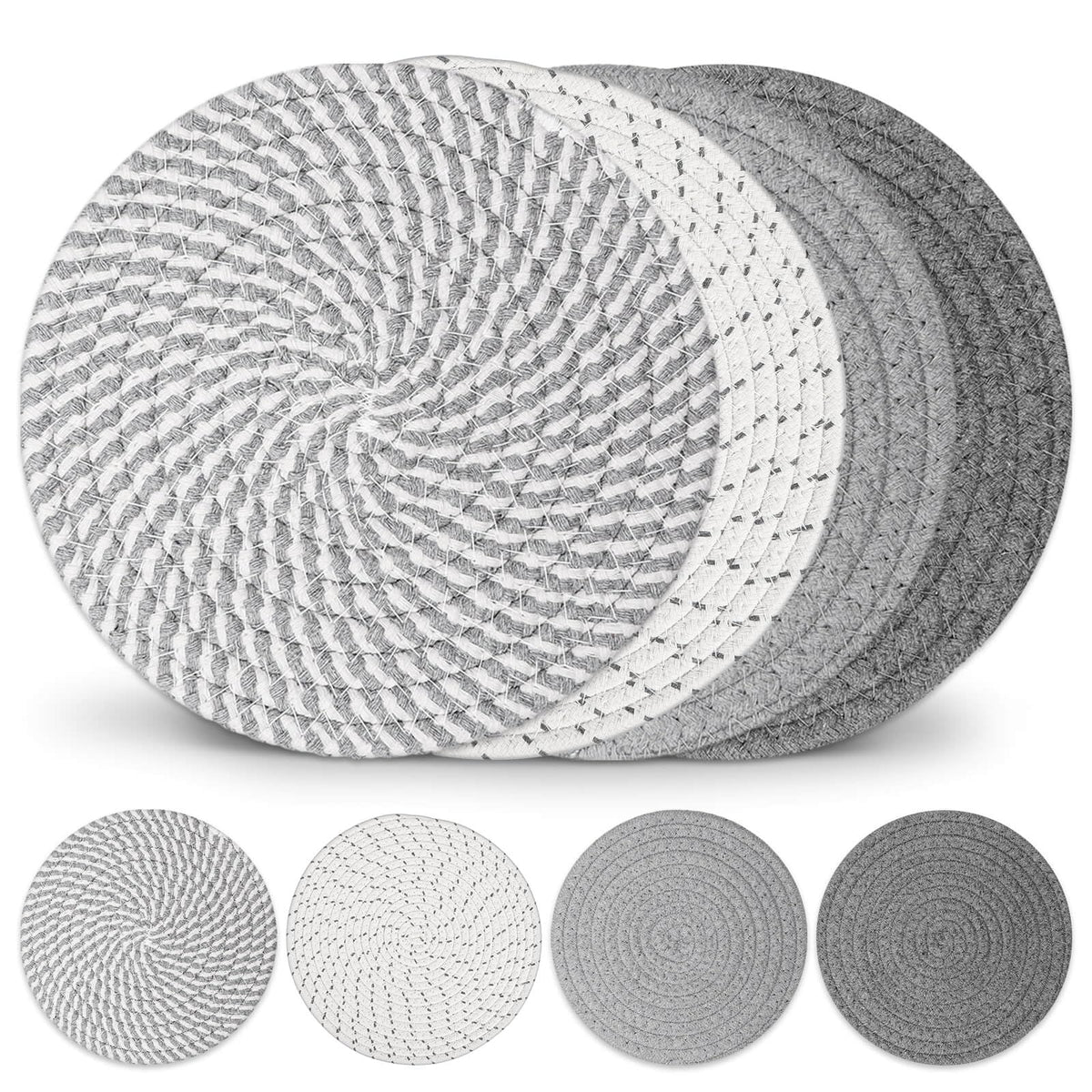 Billbotk 10" Trivets for Hot Dishes, Hot pots and Pans, Set of 6, Heat Resistant Pot Holders for Kitchen, Hot Pads for Countertops