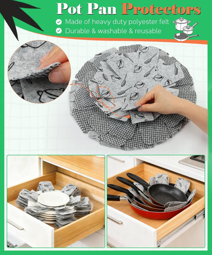 BOYAN Pot and Pan Protectors for Stacking, 6pcs & 3 Sizes, Separator Pads
