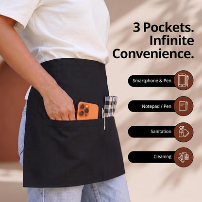 Utopia Wear Server Waist Aprons 4 Pack with 3 Pockets 100% Polyester
