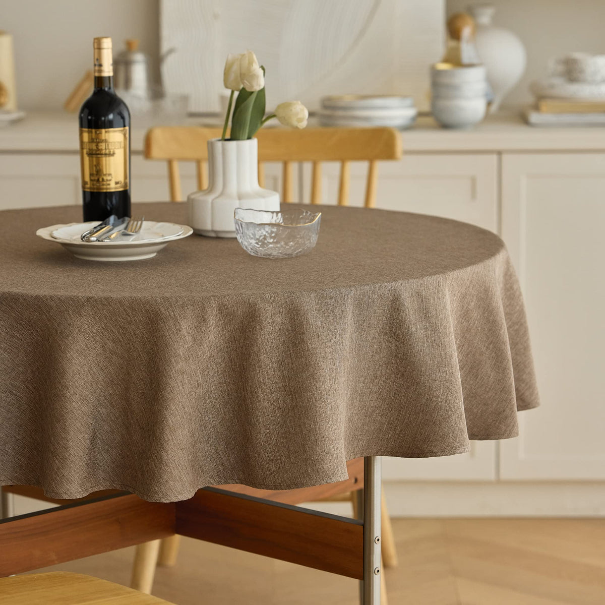 Decorelia Linen Textured Fall Tablecloth Rectangular Burnt Orange, 52"x70"