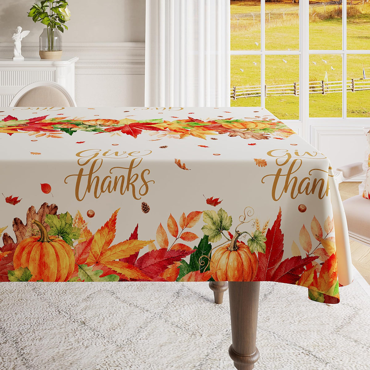 Rectangle Table Cloth,100% Waterproof Tablecloth Oil Proof Spill Proof Vinyl Table Cloth, Wipe Clean Plastic Table Cover for Dining, Camping, Indoor and Outdoor 52" x 70",Leaves