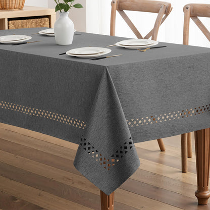 MIULEE Pink Rectangle Tablecloth with Decorative Cutouts 52x70 Inch