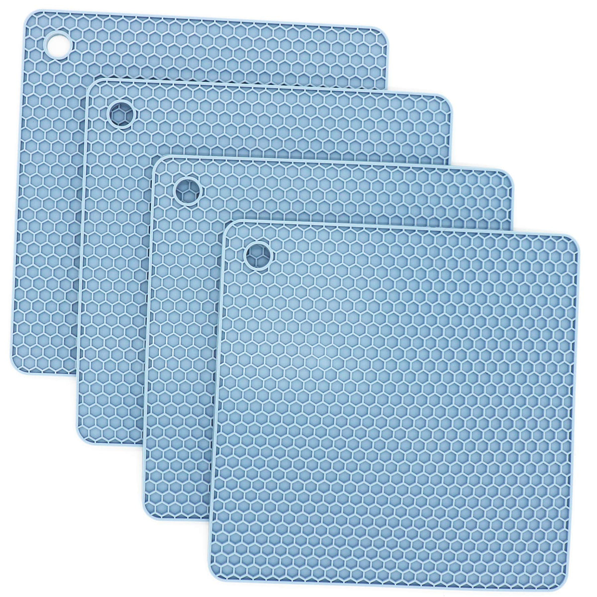Silicone Trivets for Hot Dishes, Pots and Pans, Hot Pads for Kitchen, Dark Grey Silicone Pot Holders Mats for Kitchen Quartz Counter Heat Resistant Mat, Flexible Trivet Mat Set 4
