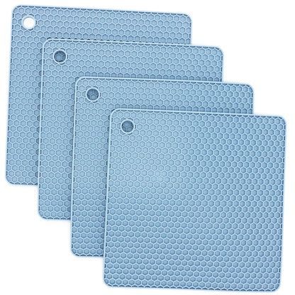 Silicone Trivets for Hot Dishes, Pots and Pans, Hot Pads for Kitchen, Dark Grey Silicone Pot Holders Mats for Kitchen Quartz Counter Heat Resistant Mat, Flexible Trivet Mat Set 4
